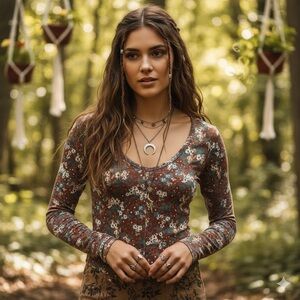 🎀NWOT FREE PEOPLE XS coffee club scoop neck long sleeve